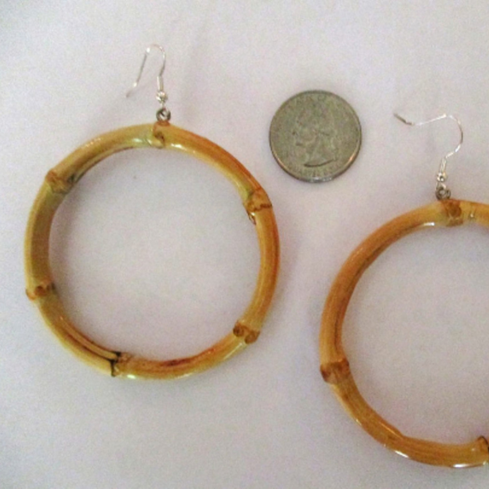 Bamboo Wood Hoop Earrings- Large 3 Inch Diameter